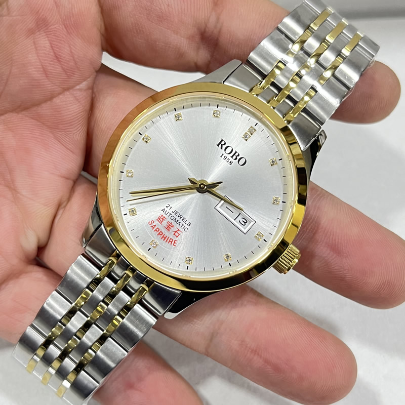 ROBO陆豹手表开创者系列精钢星期日历夜光防水走时精准时尚商务休闲全自动机械男士手表